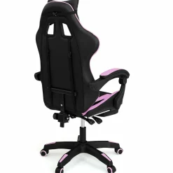 Fauteuil gamer noir et rose avec repose-pied + coussin tête et lombaire