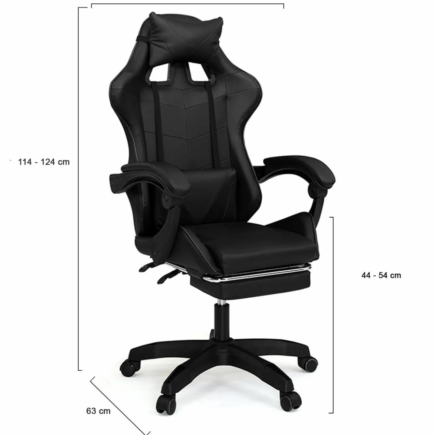 Fauteuil gamer noir réglable et inclinable avec repose pied