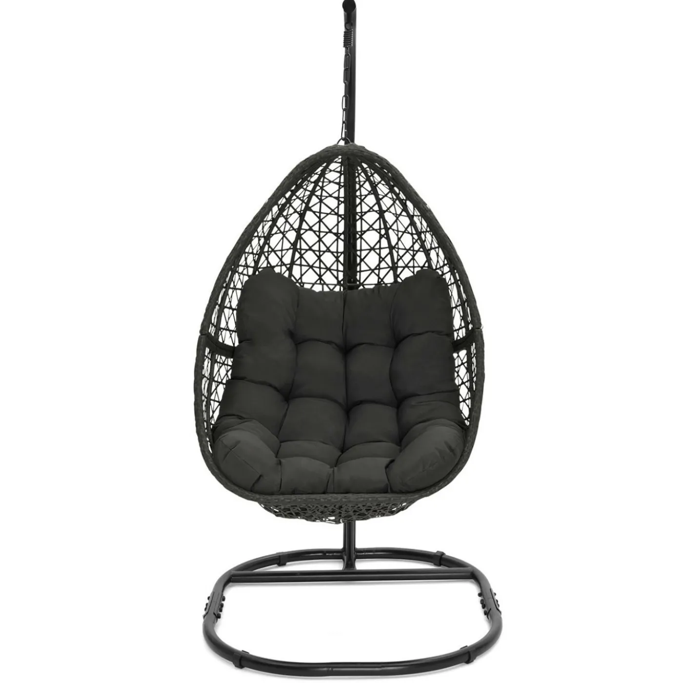 Fauteuil lune suspendu avec coussins gris