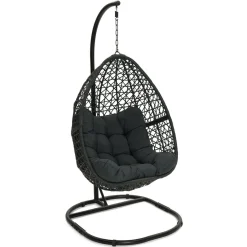 Fauteuil lune suspendu avec coussins gris