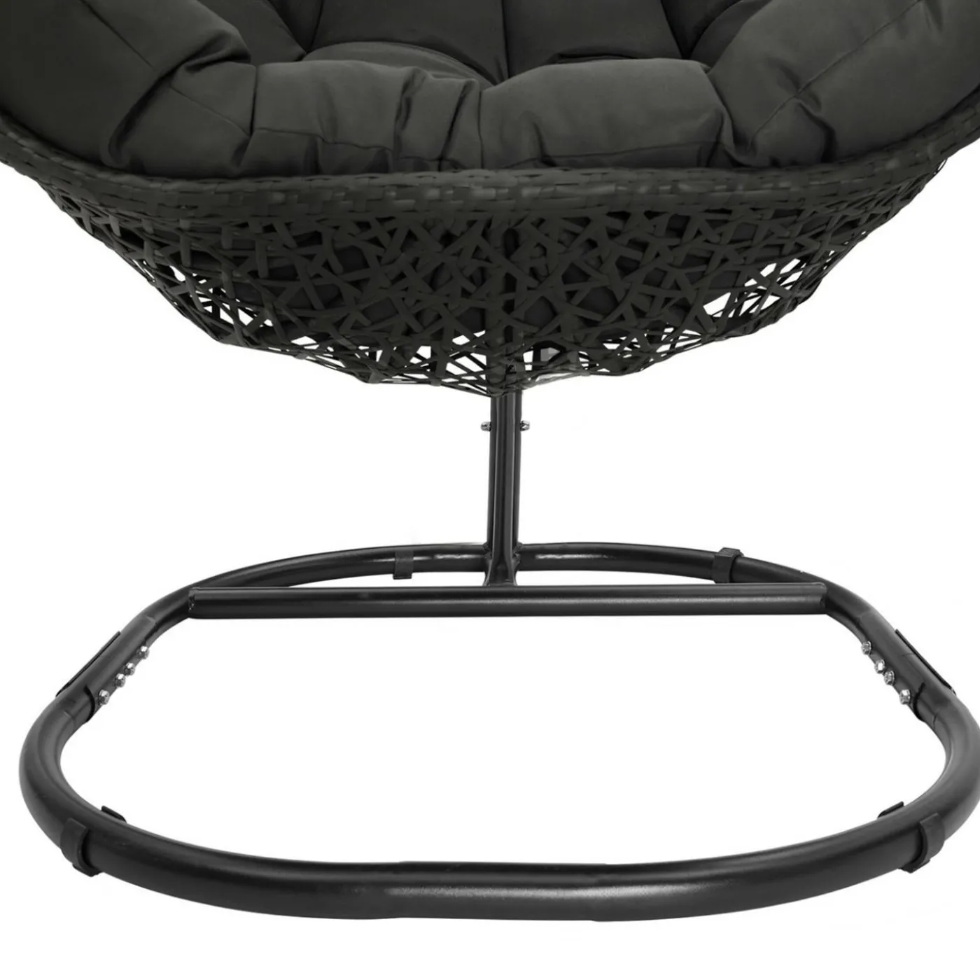 Fauteuil lune suspendu avec coussins gris