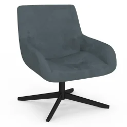 Fauteuil pivotant gris en velours et pieds noirs