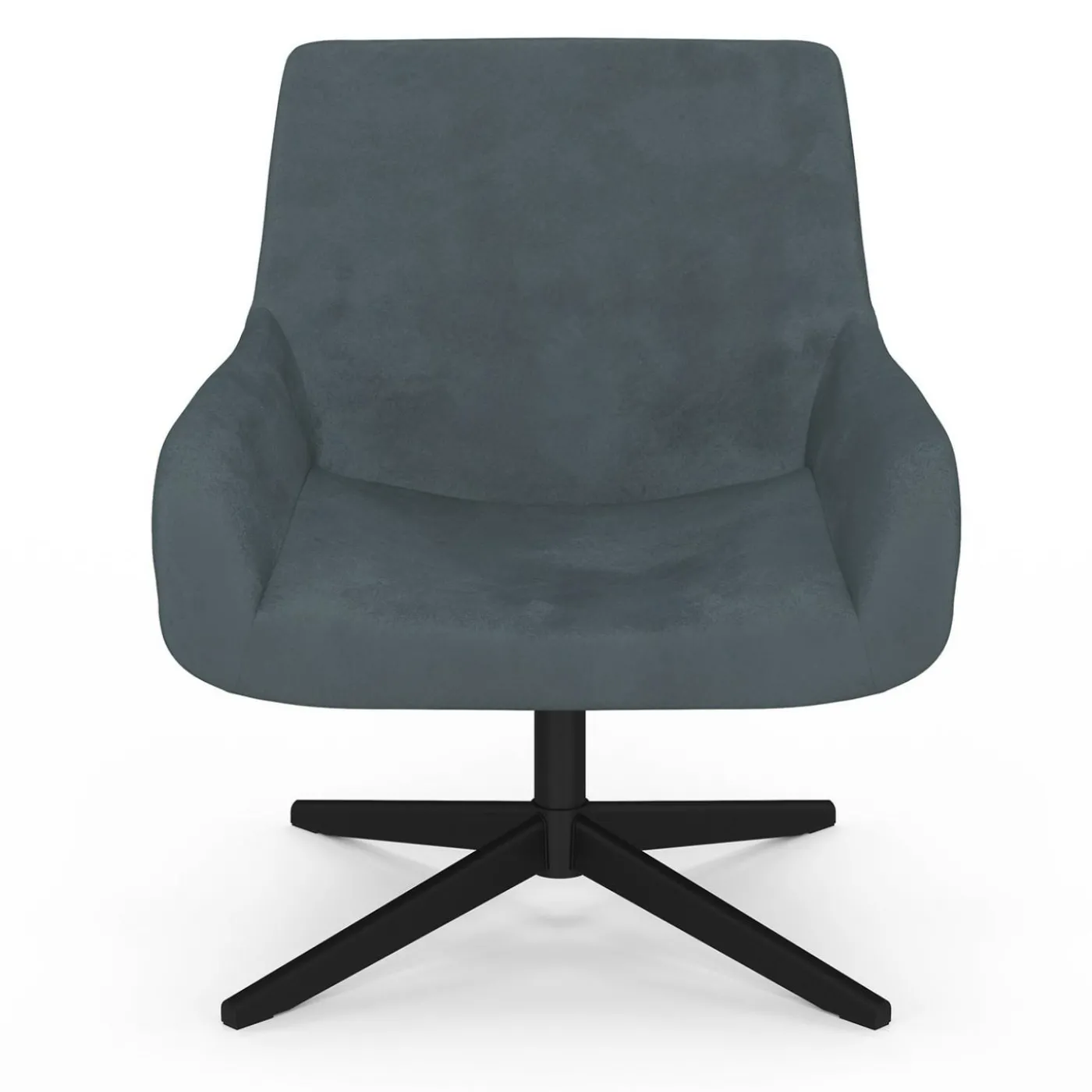Fauteuil pivotant gris en velours et pieds noirs