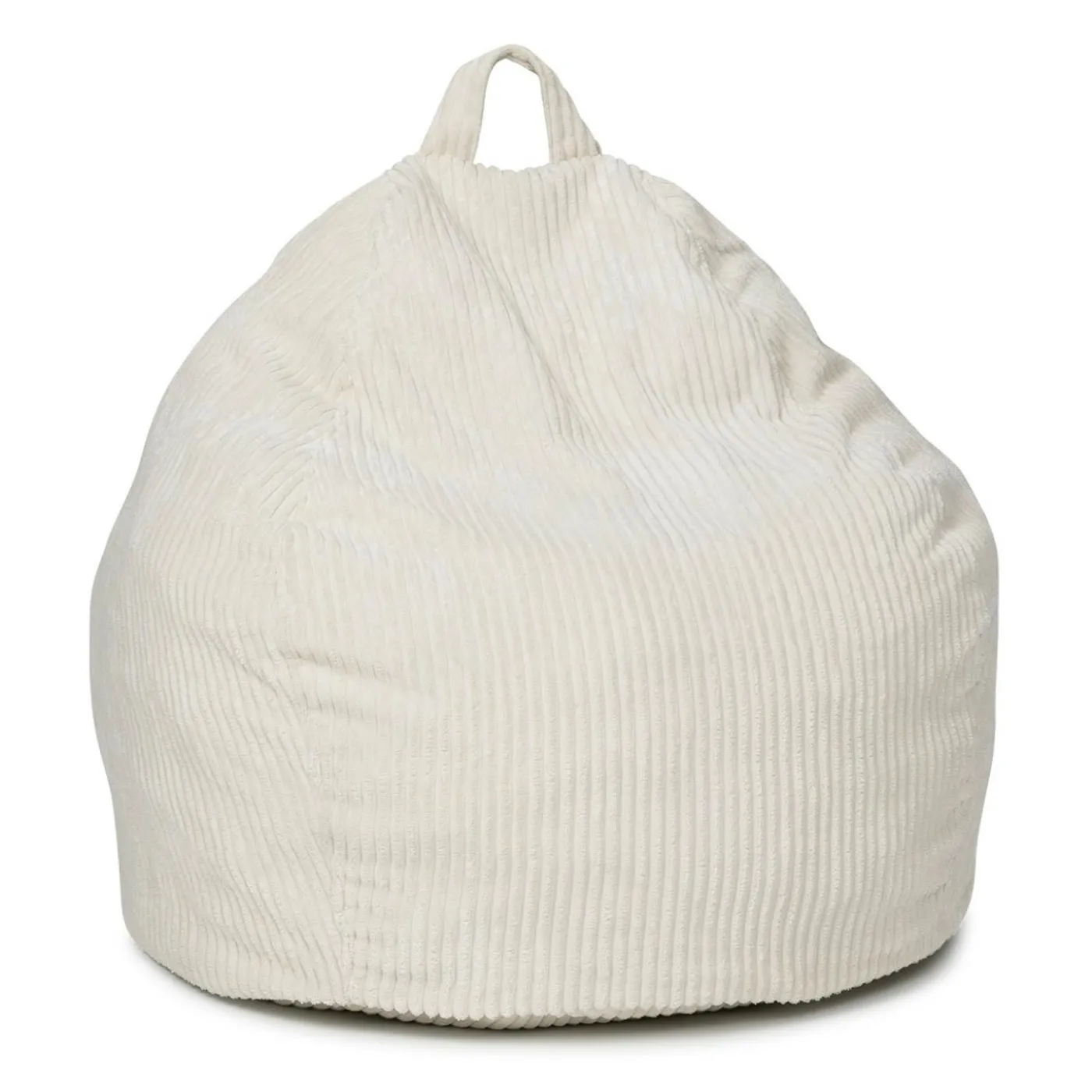 Fauteuil poire gros pouf en velours côtelé beige