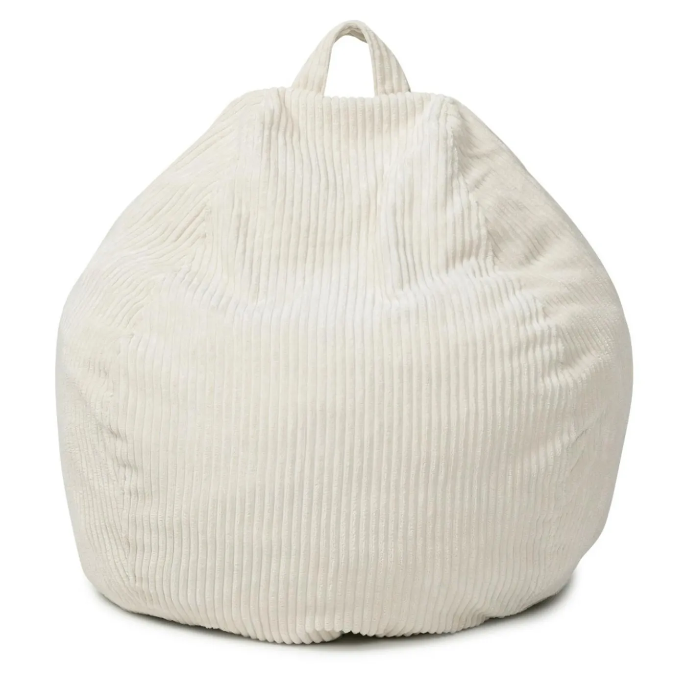 Fauteuil poire gros pouf en velours côtelé beige