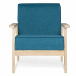 Fauteuil scandinave bois bleu canard
