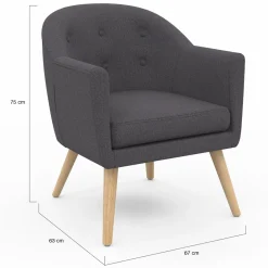 Fauteuil scandinave cabriolet gris anthracite