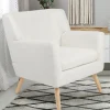 Fauteuil scandinave en tissu bouclette blanc