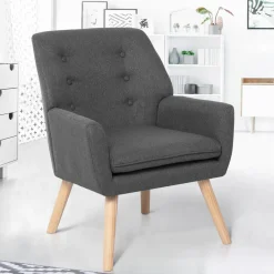 Fauteuil scandinave en tissu gris
