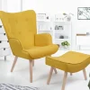 Fauteuil scandinave en tissu jaune