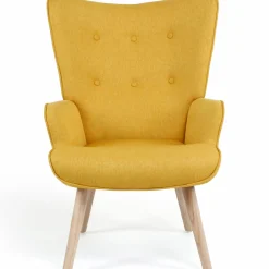 Fauteuil scandinave en tissu jaune