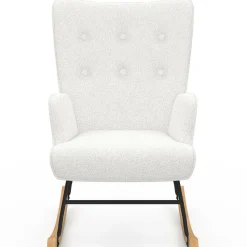 Fauteuil scandinave en tissu à bascule bouclette beige