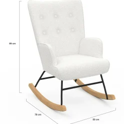 Fauteuil scandinave en tissu à bascule bouclette beige