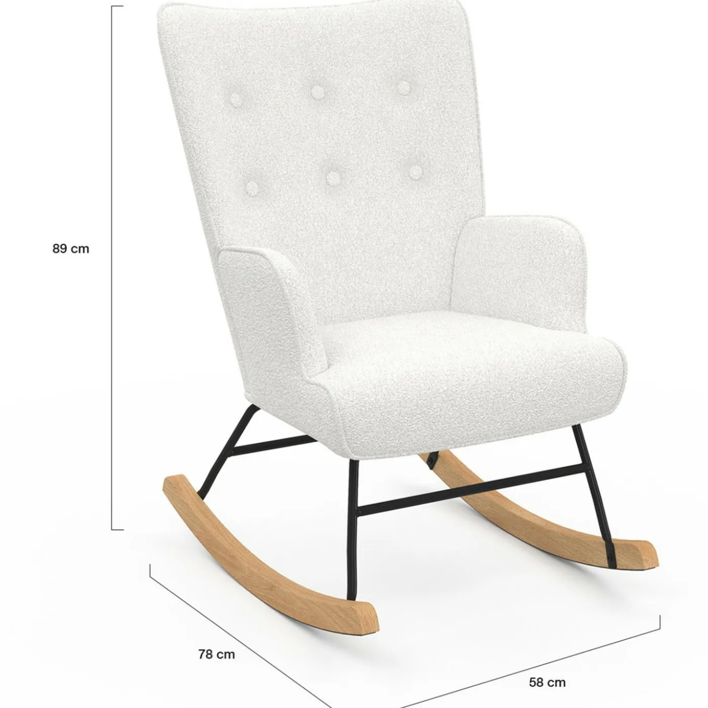 Fauteuil scandinave en tissu à bascule bouclette beige