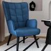 Fauteuil scandinave en velours bleu