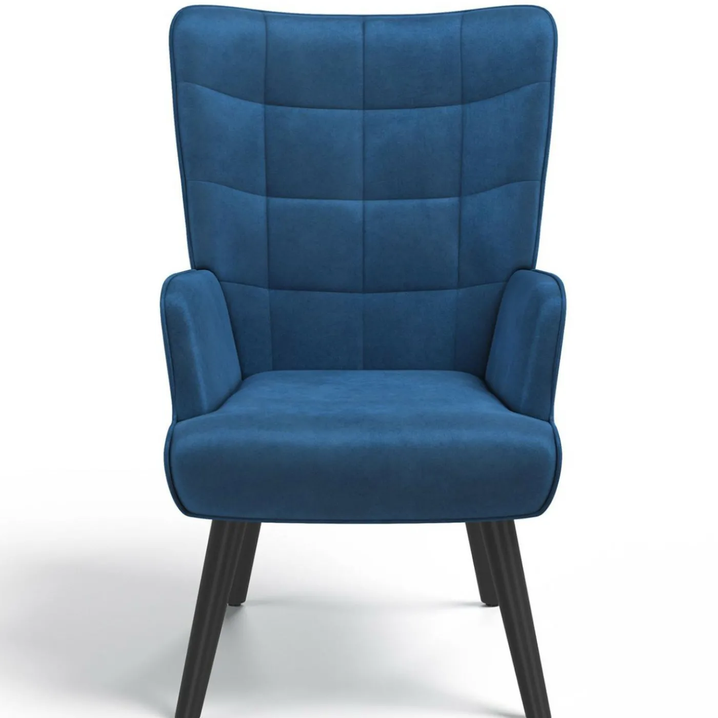 Fauteuil scandinave en velours bleu