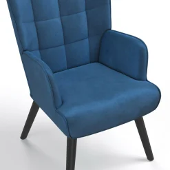 Fauteuil scandinave en velours bleu
