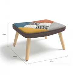 Fauteuil scandinave multicolore avec repose pieds