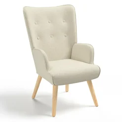 Fauteuil scandinave tissu beige