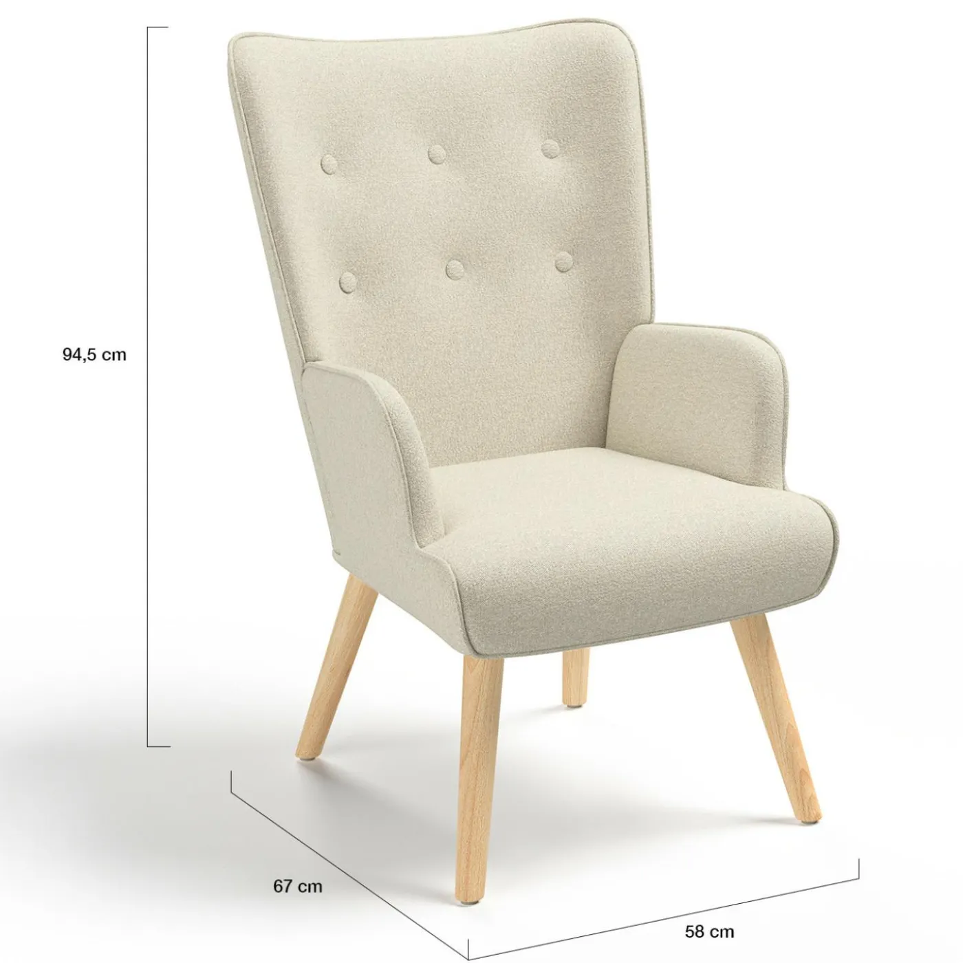 Fauteuil scandinave tissu beige