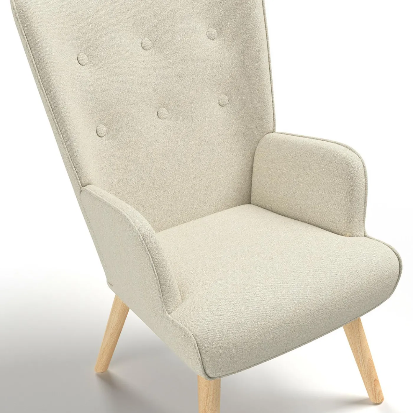 Fauteuil scandinave tissu beige