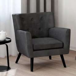 Fauteuil scandinave velours gris anthracite