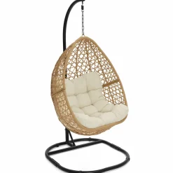 Fauteuil suspendu effet rotin avec coussin écru