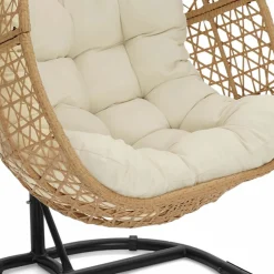 Fauteuil suspendu effet rotin avec coussin écru
