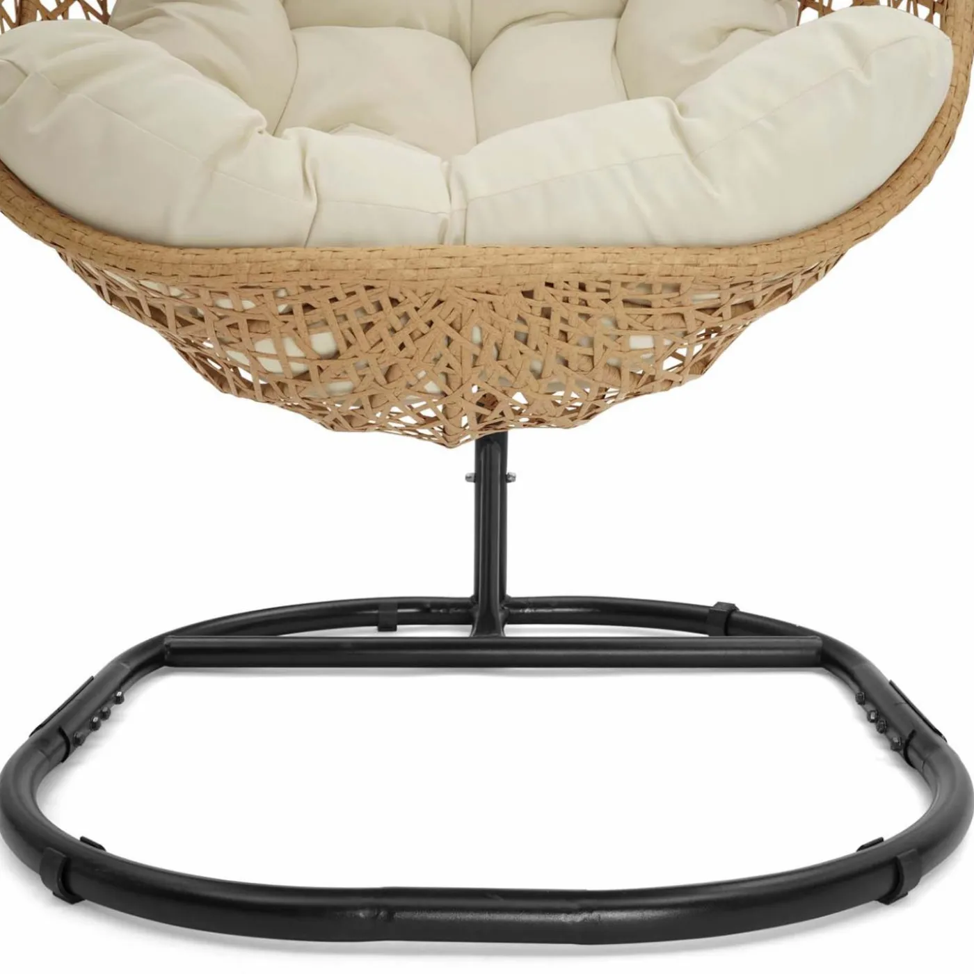 Fauteuil suspendu effet rotin avec coussin écru