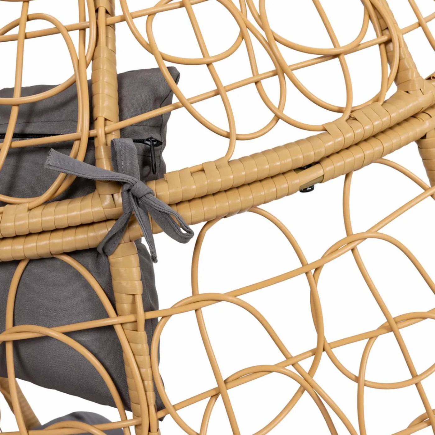 Fauteuil œuf suspendu effet rotin avec coussins gris