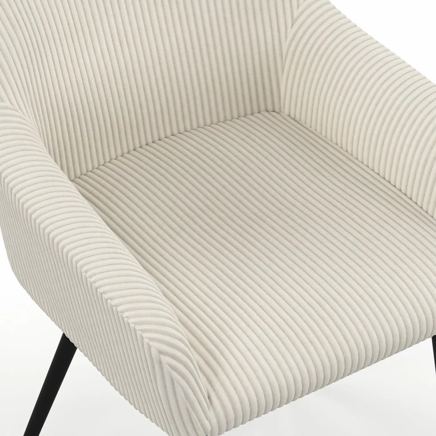 Fauteuils de table en velours côtelé beige : lot de 2