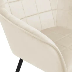 Fauteuils de table en velours beige