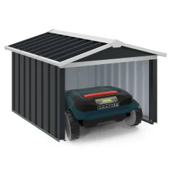 Garage pour robot tondeuse en métal gris anthracite