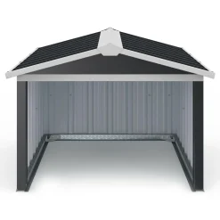 Garage pour robot tondeuse en métal gris anthracite