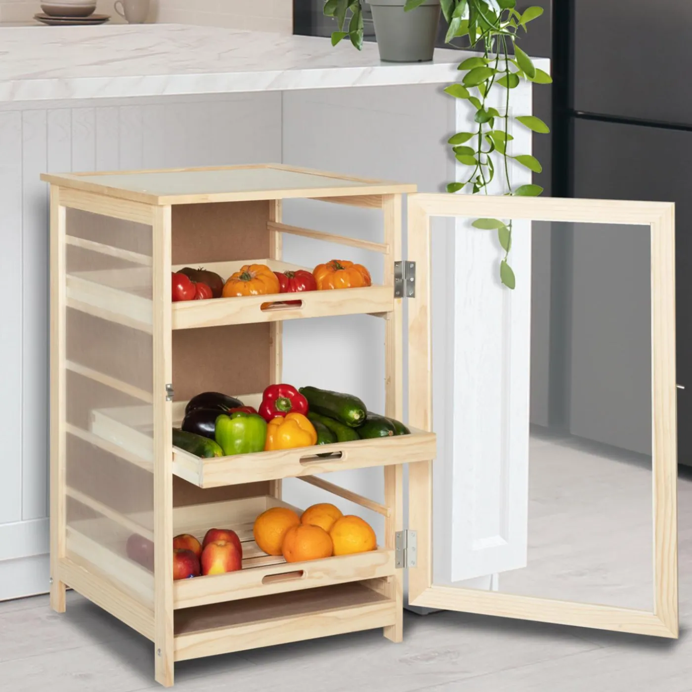 Garde-manger bois pour fruits et légumes