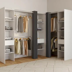 Grand dressing d’angle extensible 230x140x180 cm blanc