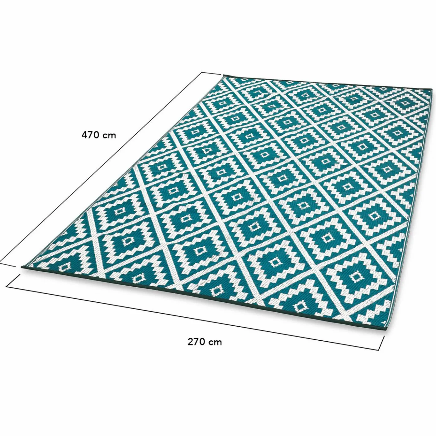 Grand tapis bleu canard pour terrasse et extérieur
