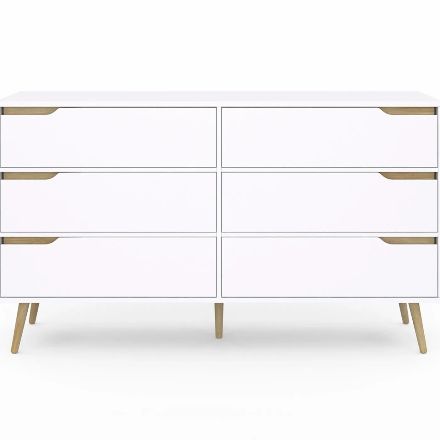 Grande commode blanche scandinave avec 6 tiroirs