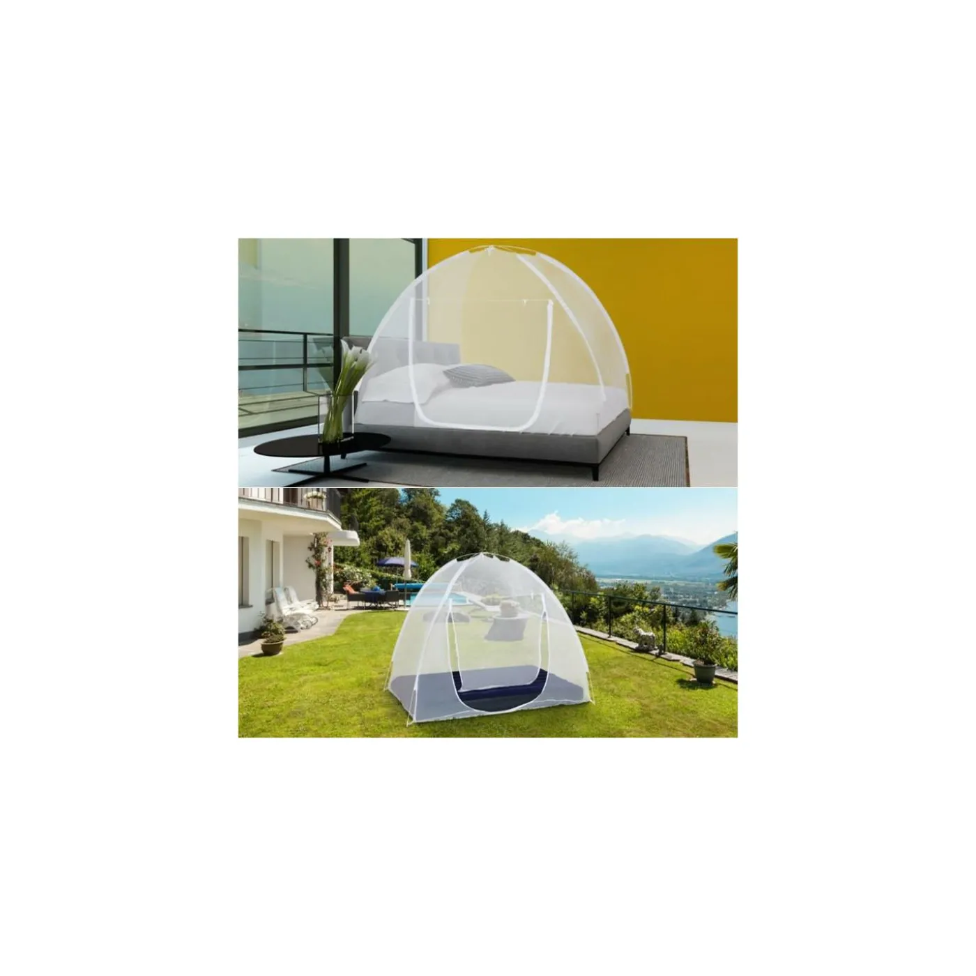 Grande moustiquaire dôme pop-up 195x180 cm pour lit