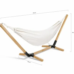 Hamac coloris écru en toile avec support bois