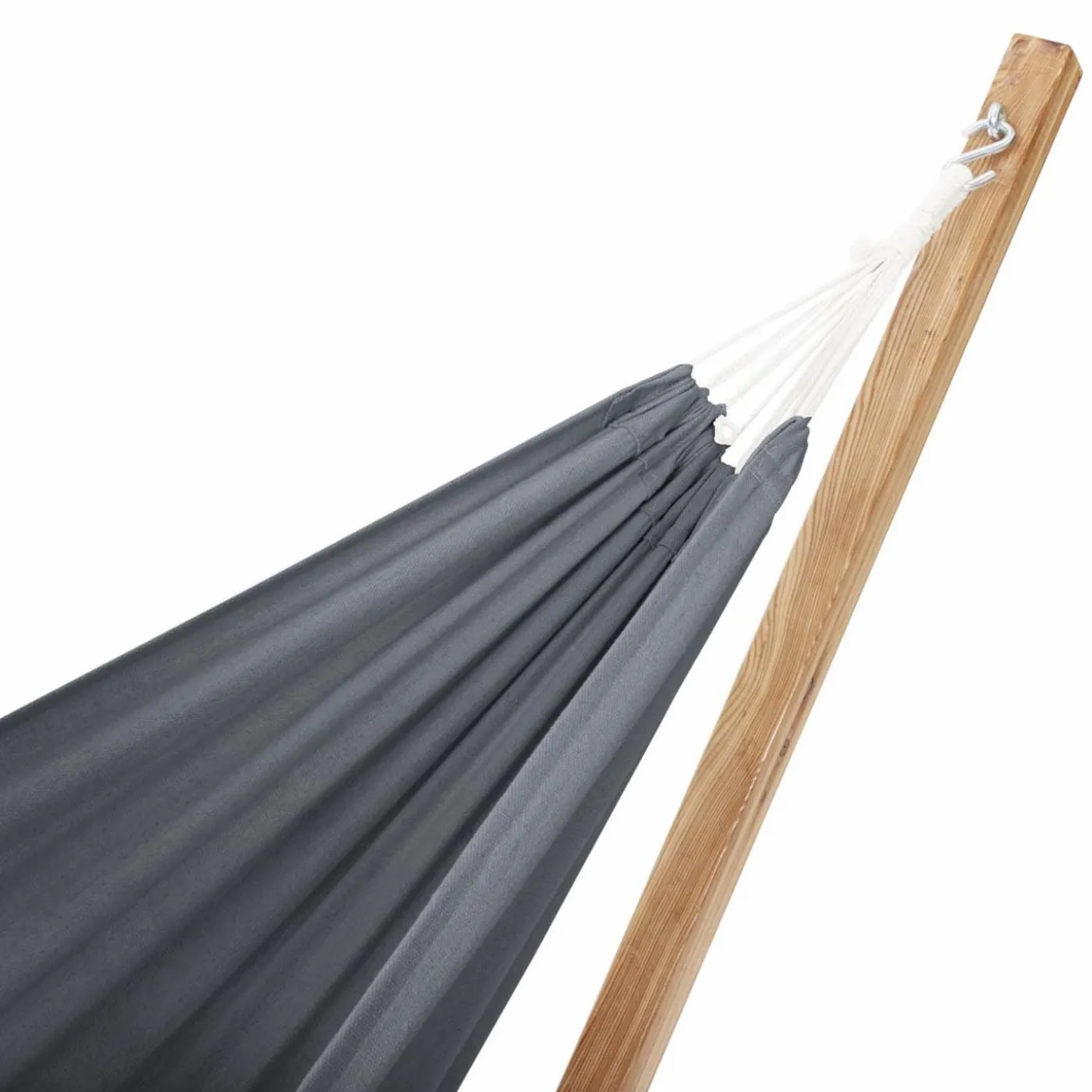 Hamac gris anthracite en toile avec support bois