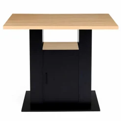 Ilot central avec rangements bois noir et imitation hêtre 110 cm