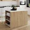 Ilot central bois avec plan de travail terrazzo