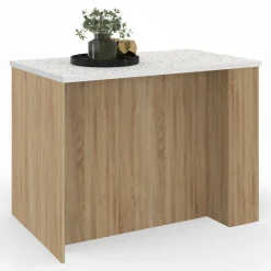 Ilot central bois avec plan de travail terrazzo