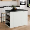 Ilot central bois blanc plan de travail gris anthracite