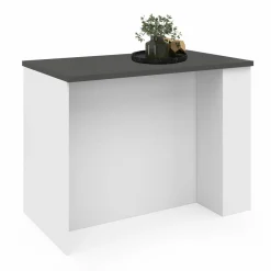Ilot central bois blanc plan de travail gris anthracite