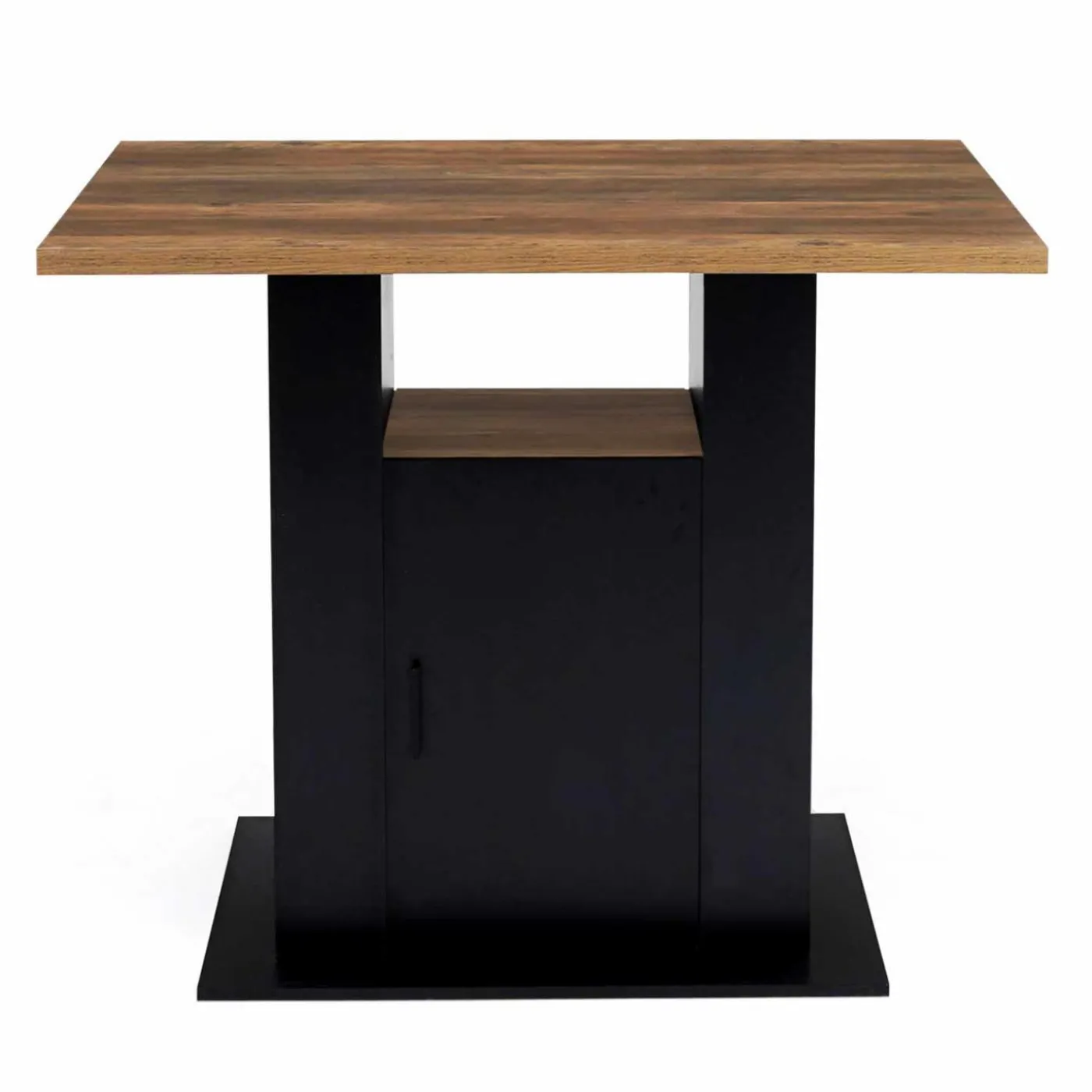 Ilot central bois noir et effet bois foncé 110 cm avec rangements
