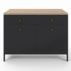 Ilot central cuisine bois et noir 120 cm