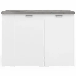 Ilot central de cuisine bois blanc et effet béton