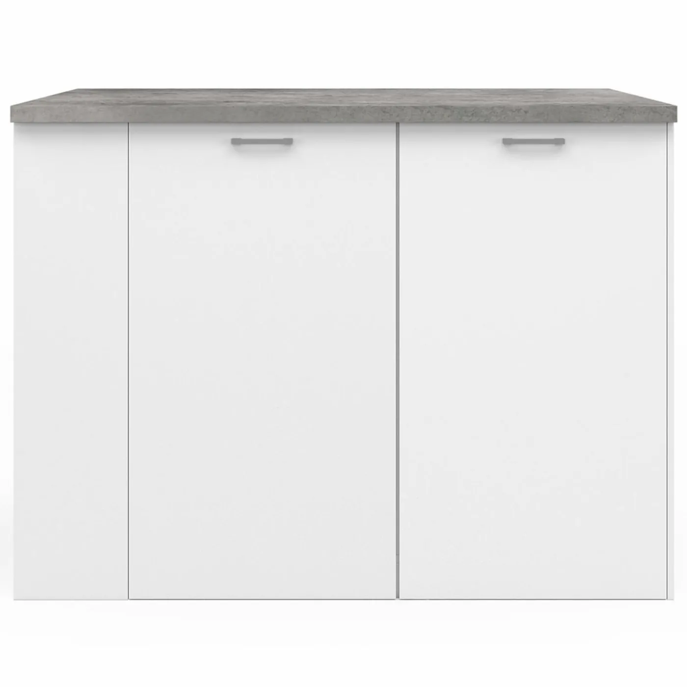 Ilot central de cuisine bois blanc et effet béton